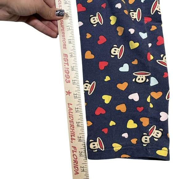 Paul Frank Pajama Pants Womens L Vtg Y2k Monkey Blue AOP Hearts Lounge Pockets - Picture 7 of 8